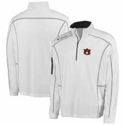 Budget 😍 Men's Columbia Golf White Auburn Tigers Shotgun Omni-Wick Quarter-Zip Pullover Jacket ✔️