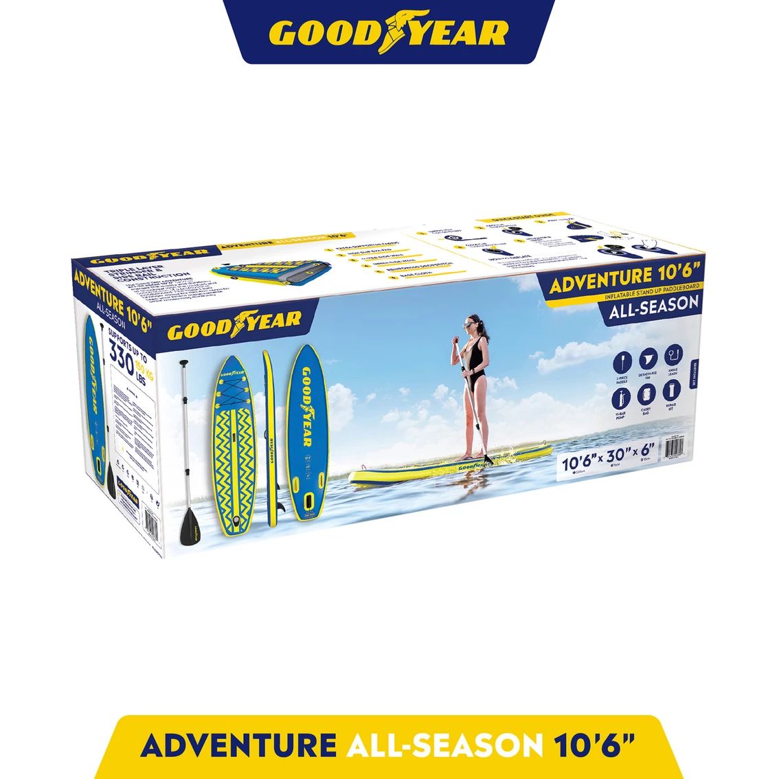 Buy ๐งจ Goodyear Adventure All-Season 10 Ft. 6 In. Stand Up Paddle Board With ๐ Backpack โค๏ธ 4 Buy ๐งจ Goodyear Adventure All-Season 10 Ft. 6 In. Stand Up Paddle Board With ๐ Backpack โค๏ธ - Image 2