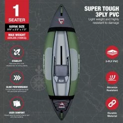 Hot Sale 🤩 Avalanche Voyager 1 Person Inflatable Kayak Set, Green 💯 -Sports Outdoor Games Store unnamed file 394